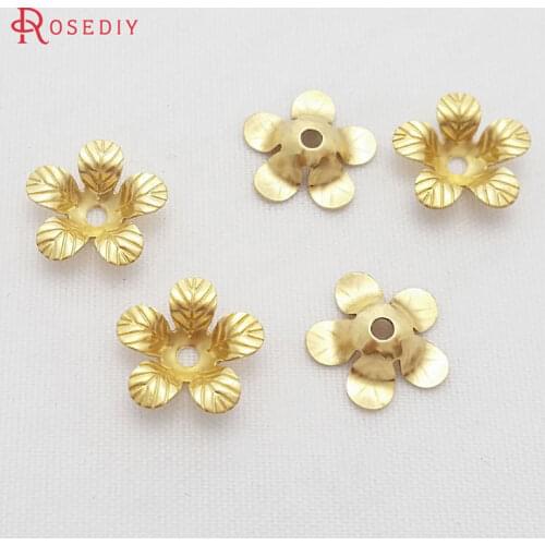 29464-2)100PCS 11MM Not plated color Brass Small Flower Beads Caps Diy Jewelry Findings Accessories Wholesale