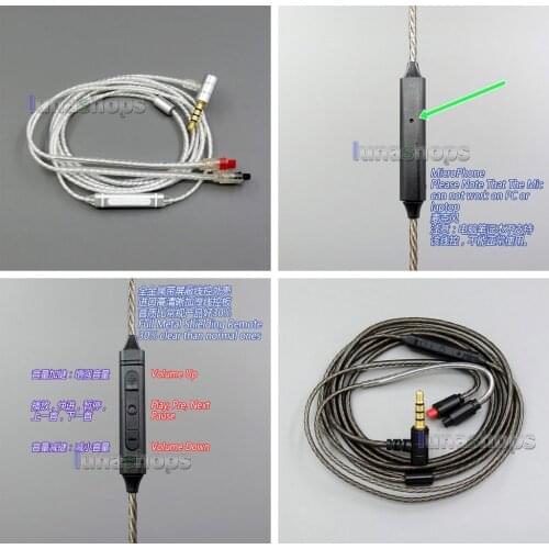 LN006031 Shielding Mic Remote Pure Silver Plated Earphone Cable For original audio-technica ATH-IM50 IM70 IM03 IM02 01
