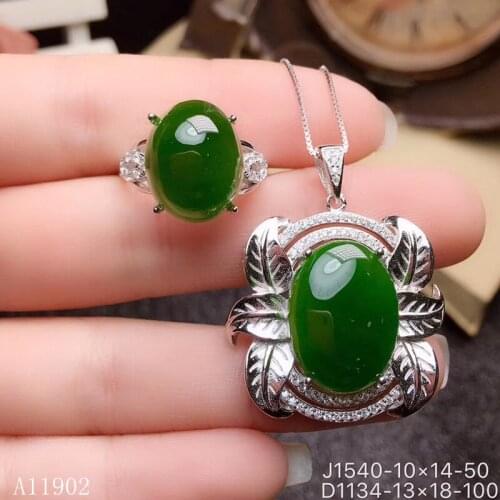 KJJEAXCMY boutique jewels 925 sterling silver inlaid natural gem Jasper lady Pendant Necklace Ring suit support detection dfgh