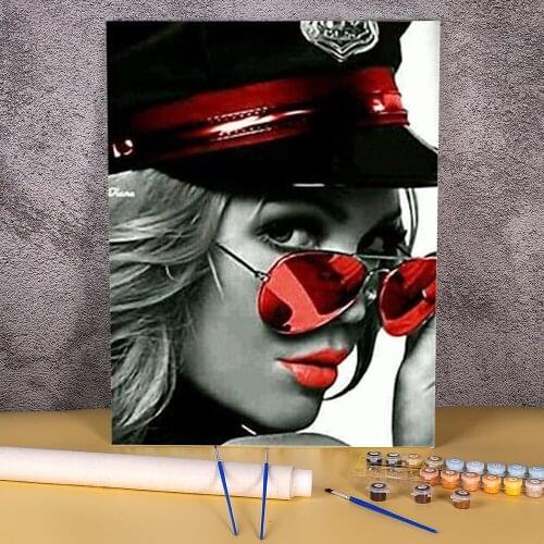 Woman Red And Black DIY Paint By Numbers Package Acrylic Paints 50*70 Canvas Painting Loft Wall Picture Adults Drawing