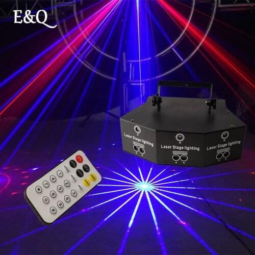 DMX Laser Projection Lamp 9 Eyes Laser Strobe Pattern Remote RGB Night Headlight Projector Light for Dj Disco Club Stage Party