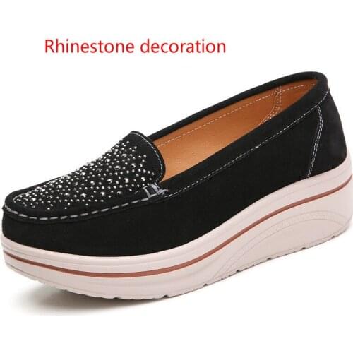 Summer 2020 New Flat Shoes; Round Head Punk Style Wedge Heel Womens Shoes; Rhinestone Element Platform Shoes Zapatillas Mujer