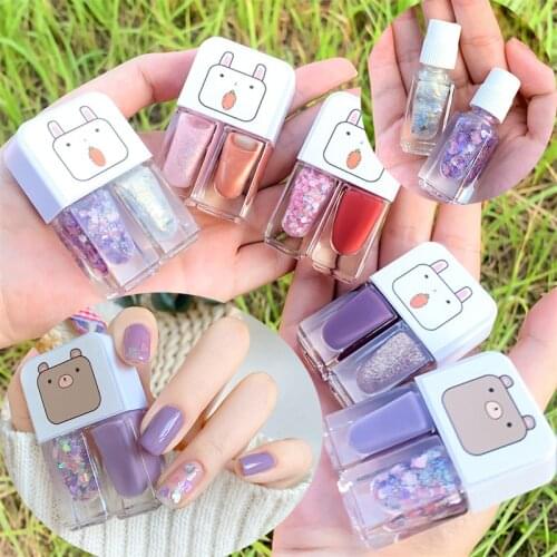 Manicure Nail polish two-color combination sequins quick-drying lasting non-peelable nail polish set glitter nal art tools 6ml*2