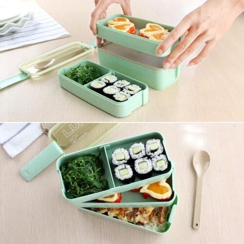 750ml Microwave Lunch Box 3 Layers Food Container Storage Travel Picnic Lunch Dinnerware Set Resizable Grids