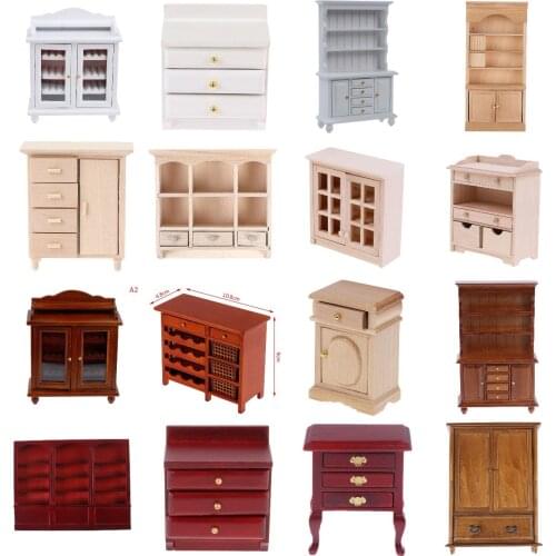 1PC Multi Style Miniature Closet TV Book Cake Bedside Table Cabinet Shelf Legs Cupboard Model Dollhouse Furniture Decor DIY Toys