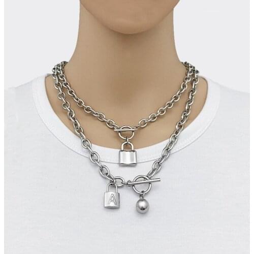 Fashion all-match titanium steel size lock collar female hip-hop male all-match necklace hot sale