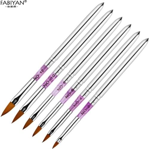 NO.2 4 6 8 10 12 Set Detachable Gel Acrylic Decoration Carving Crystal Pen Brush Nail Art Painting Drawing Manicure Tools