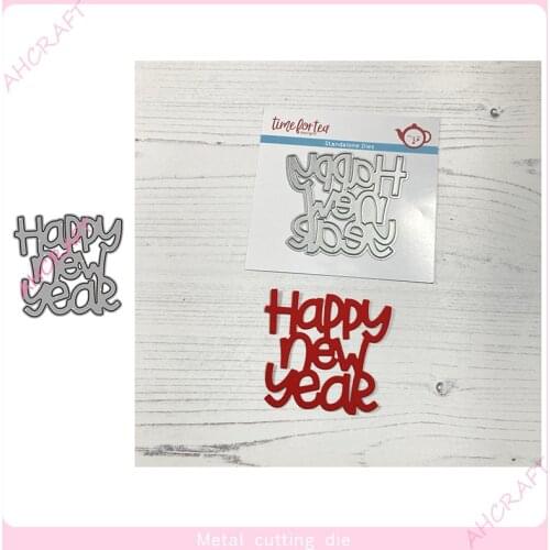 Happy New Year Words Metal Cutting Dies for DIY Scrapbooking Photo Album Decorative Embossing PaperCard Crafts Die2020