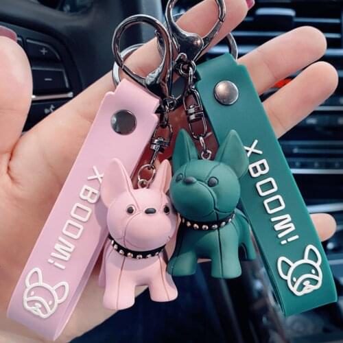 Creative Bulldog Keychain Cute Cartoon Car Key Chain Ring Girl Bag Pendant