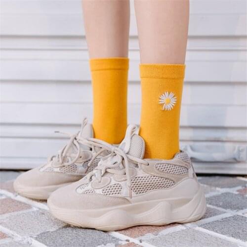 Funny Cute Cotton socks daisy Japanese Girls Colorful Women Socks Harajuku Designer Retro Short Socks Spring Summer Happy Sox