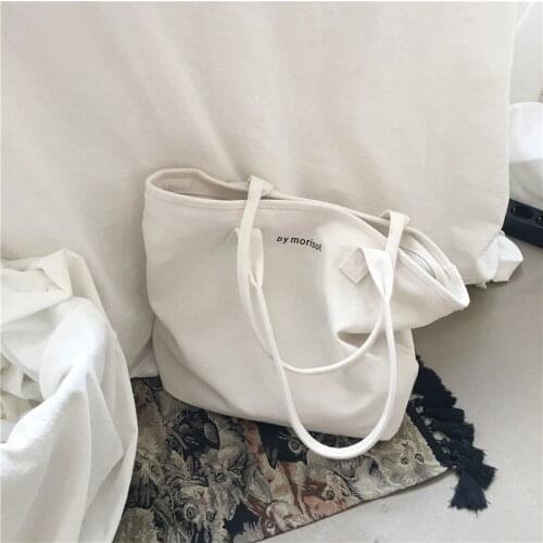 New Large-capacity Canvas Womens Bag Leisure and All-match Minimalist Style Shoulder Bag Letter Zipper Tote Bags for Women 2021