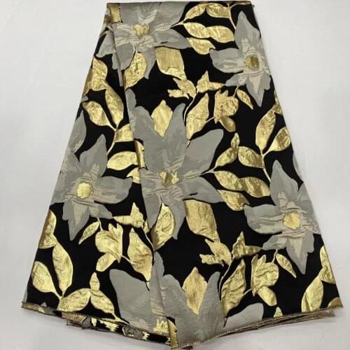 Latest Black Brocade Jacquard Lace Fabric French Damask Material 2021 High Quality African Tissus Tela For Sewing Dress PJZ18