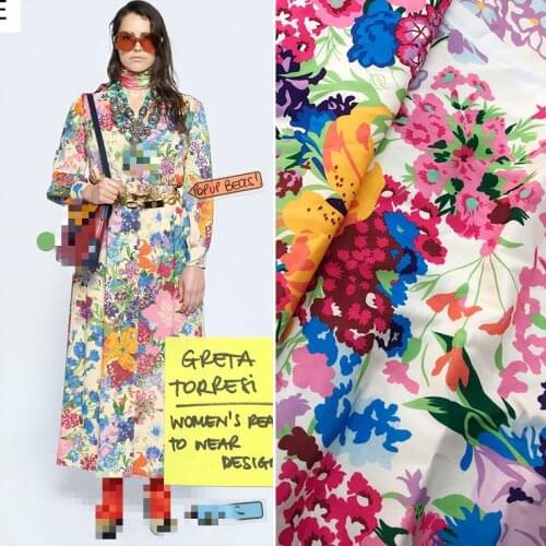 G Series 2021 New Group Flowers Women 's Clothing Imitation Crepe De Chine Advanced Custom Handmade DIY Printing Fabric