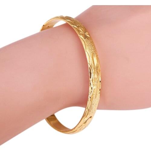 Party Costume Gold Color Openable Charm African Bangles For Engagement Wedding Jewelry Accessories