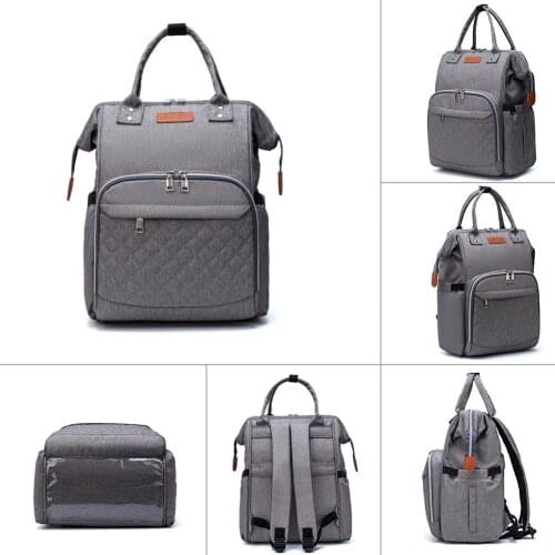 Pure Color Zipper Opening Wet And Dry Separation Diaper bag Baby Bottle Insulation Travel Mummy Bag Waterproof Backpack