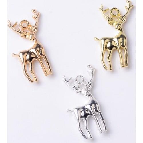 10pcs 15x30mm Metal Alloy KC Gold Silver Plated Deer Pendant Charms For Necklace Bracelet Earrings DIY Jewelry Accessories