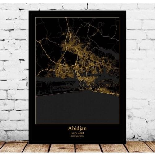 Abidjan Ivory Coast Cote d'Ivoire Map Poster