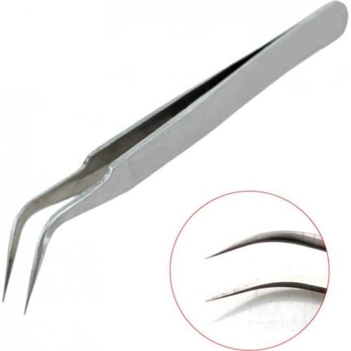 Stainless Steel Precision Industrial Tweezers Anti-acid Fine Tip Curved Dull Polish Tweezers Forceps Tool