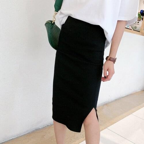 Sexy Pencil Skirt Women 2020 Fashion solid Elastic High Waist Office Lady Bodycon Skirts Saias Casual Sheath Wrap Split Skirts