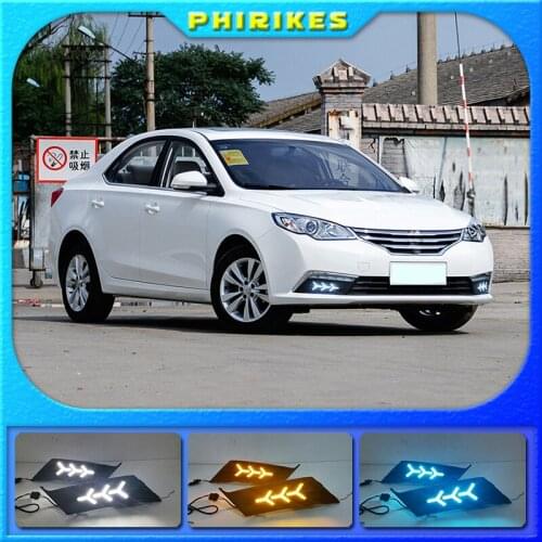 LED DRL Fog lamp driving lights with Yellow Turn Signal Function For Roewe 360 2015-2017 Daytime running lights