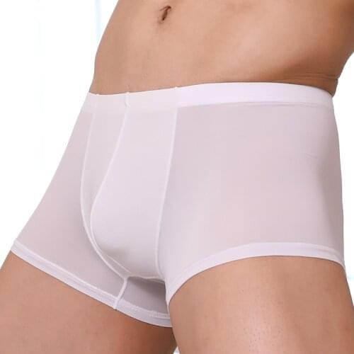 Mens Underwear Boxer Shorts Ice Silk Boxers Double High-stretch U Convex Pouch Underpants Sexy Bikini Male Panties