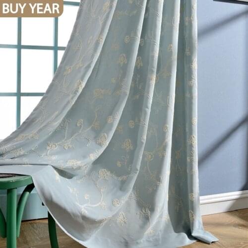 Modern Curtains for Living Room Bedroom Simple EuropeanStyle Artificial Cotton Embroidery Curtain Finished Product Customization