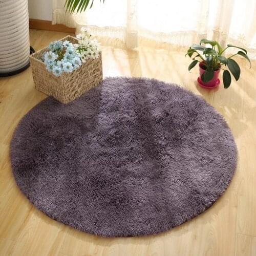 Zeegle Fluffy Plush Shaggy Round Carpets For Living Room Anti-slip Kids Bedroom Carpets Baby Crawling Mats Soft Chair Floor Mats
