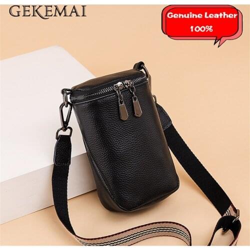 Mini Barrel Shaped Design Ladies Shoulder Bag Fashion Solid Color Messenger Bags Multifunctional Genuine Leather Women Wallet