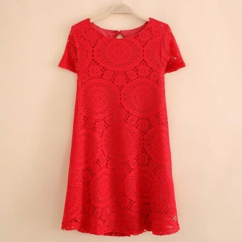 Summer Style European New Arrivals Women Dresses Fashion Casual Lace A Line Plus Size Dress White Black Green Red Clothing