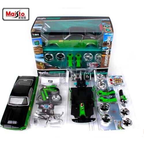 1:24 Maisto 1967 Assembled Mustang GT Car Diecast Version Alloy Car Model Green Assembly Line Car Toy For Kids Gift
