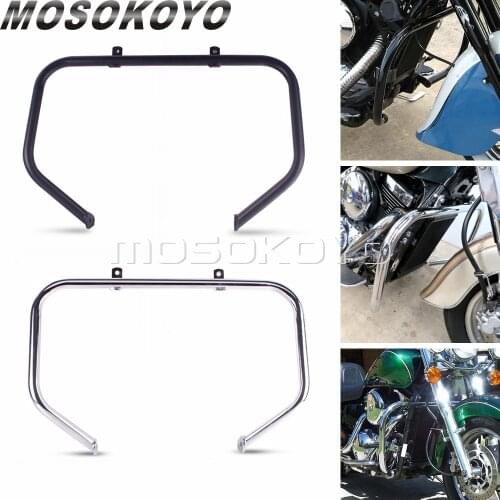 1 X Chrome Black 1-1/4" Front Engine Guard Custom Highway Crash Bar Protector for Kawasaki VN 1500 1999 Vulcan VN1500 1996-2008