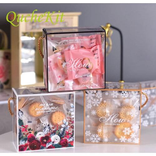 10PCS/Lot Transparent Candy Cookie Box nougat Biscuit Package Boxes Christmas Bakery Gift Boxes Party Favor Holders