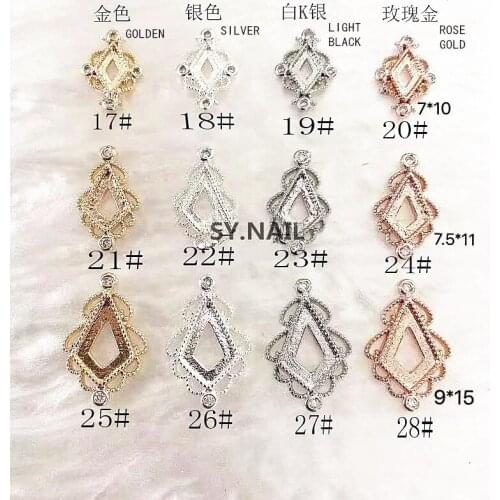 10pcs/Pack Korea Luxury Glitter Zircon Rhinestone Hollow Rhombus Gourd Metal Nail Art Nail Parts DIY Accessories Charms Decals