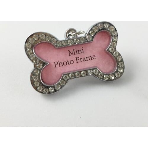 100Pcs/Lot Cute Customized Personalized Bone Shaped Rhinestone Pet ID Cat Tags Dog Collars Pendant