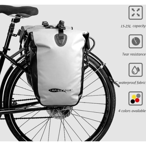 15L/25L Full Waterproof Mountain Road Bike Bag Bicycle Cycling Pannier Bag Back Rear Seat Trunk Bag Rack Pack Shelf Bag XA173Q