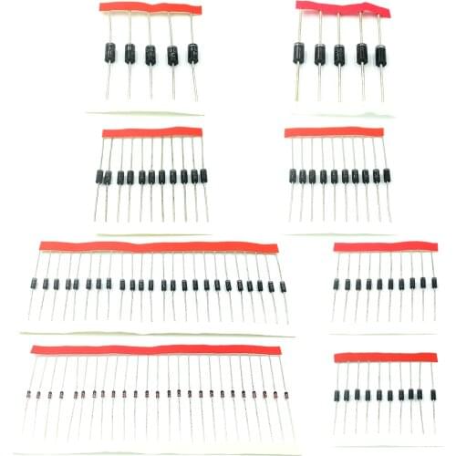 1N4148 1N4007 1N5819 1N5399 1N5408 1N5822 FR107 FR207,8values=100pcs,Electronic Components Package,Diode Assorted Kit