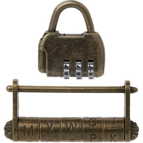 Antique Vintage Combination Password Padlocks Decor Locks for Jewelry Wooden Box Dropship