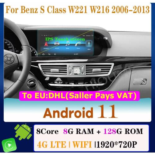 10.25" 8Core CPU 8G RAM Android 10 Car Multimedia Player for Mercedes Benz S Class W221 W216 2006-2013 GPS Navigation Radio