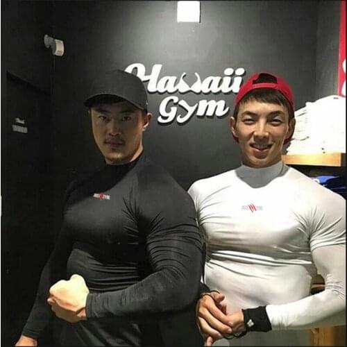 Running Compression Turtleneck Long Sleeve Shirt Men Fitness Tight T Shirt Quick Dry Gym Clothing Bodybuilding Workout Tshirt