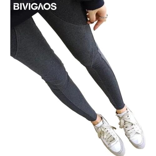 BIVIGAOS New Women Leggings Korean Thread Cotton Stitching Legging Pants Workout Leggings Micro Pressure Slim Pencil Pants Women