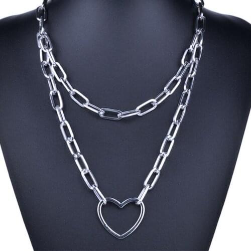 And The United States cross-border Necklace Multilayer hollow-out Sweater Chain Chain Chain heart-shaped Clavicle Love