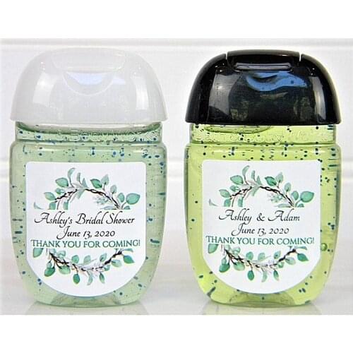 Customized Eucalyptus Wreath Bridal Shower Hand Sanitizer Favor Labels - Wedding Favors Stickers,Thank you For Comming