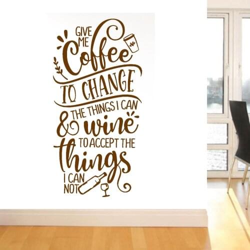 Coffee Vinyl Wall Decal Kitchen Motivation Quote Home Decoration Wine Cafe Shop Window Self-adhesive Door Wall Stickers 4320