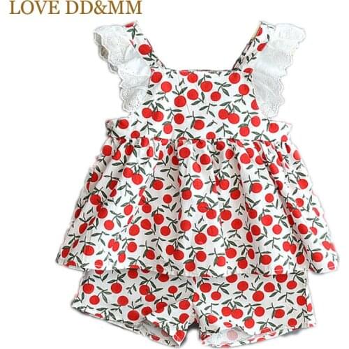 LOVE DD&MM Girls Sets New Childrens Clothing Cartoon Cherry Lemon Top shorts + Short Suits For Girl Cute Kids Costumes