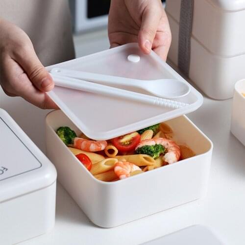 MICCK Japanese Style Lunch Box New 2 Layers Simple Portable Bento Box Salad Food Containers With Spoon Chopsticks Microwaveable