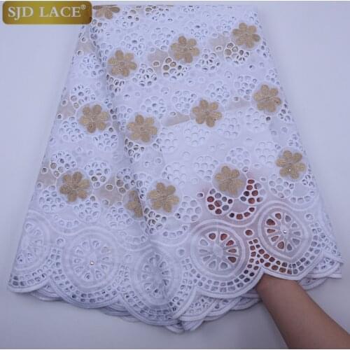 SJD LACE Newest Nigerian African Cotton Lace Fabric 2020 Cheap High Quality Swiss Voile Lace Punch Cotton For Wedding DressA1800