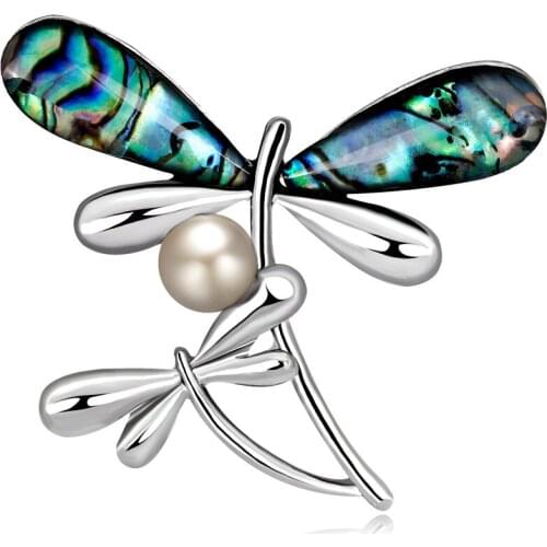 Fashion high-end elegant natural shell dragonfly bee butterfly brooch ladies corsage insect banquet wedding brooch gift