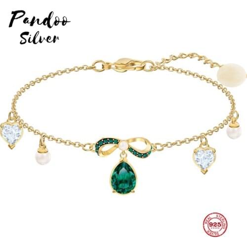 Fashion Charm Pure 925 Silver Original 1:1 Copy, Elegant Temperament Green Exquisite Wild Bracelet Female Luxury Jewelry Gifts