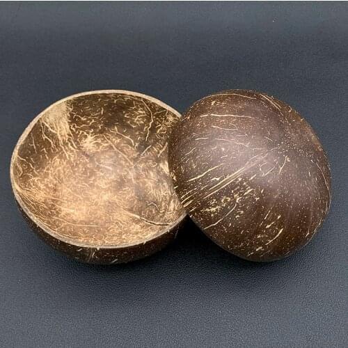 Natural coconut bowl set Fruit Salad Noodle Wooden Bowl Rice ramen Craft Decoration Creative Handmake Bowl Coconut Shell Spoon