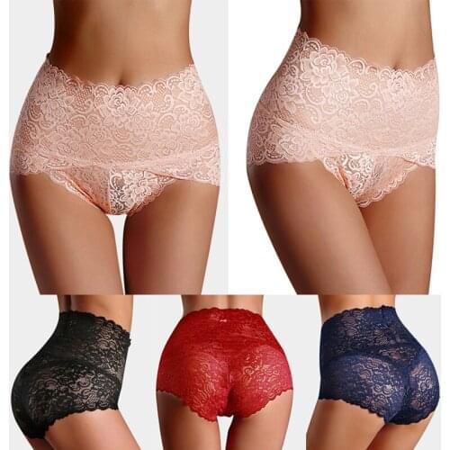 NEW 2020 Women Sexy Lace Panties Plus Size Underwear Knickers Lace Mesh Floral Female Seamless Briefs Underpants